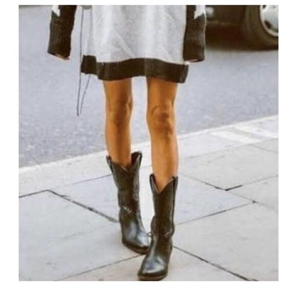 Frye Vintage Black Leather Lily Pointed Toe Cowgirl Boots 6.5 - Picture 2 of 12